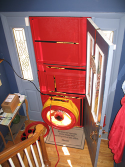 Blower door test for Great Falls homes